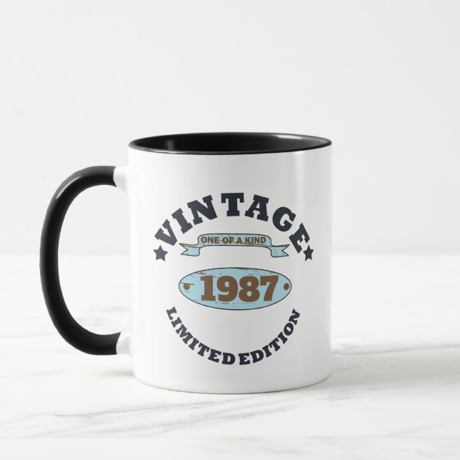 Personalized vintage birthday gift mug (Left)