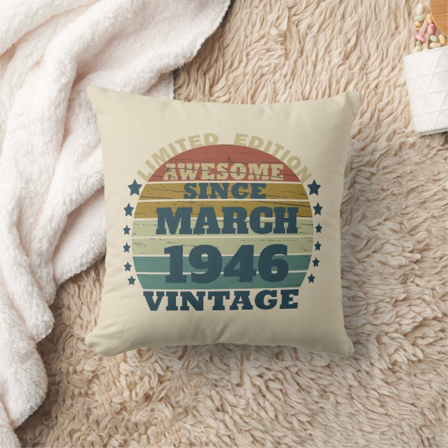 Personalized vintage birthday gift throw pillow (Blanket)