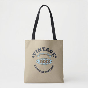 Personalized vintage birthday gift tote bag