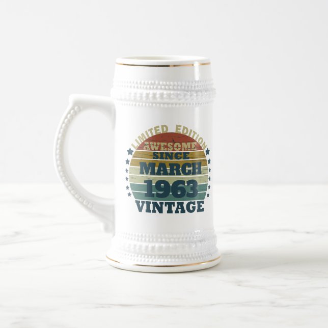Personalized vintage birthday gifts beer stein (Left)