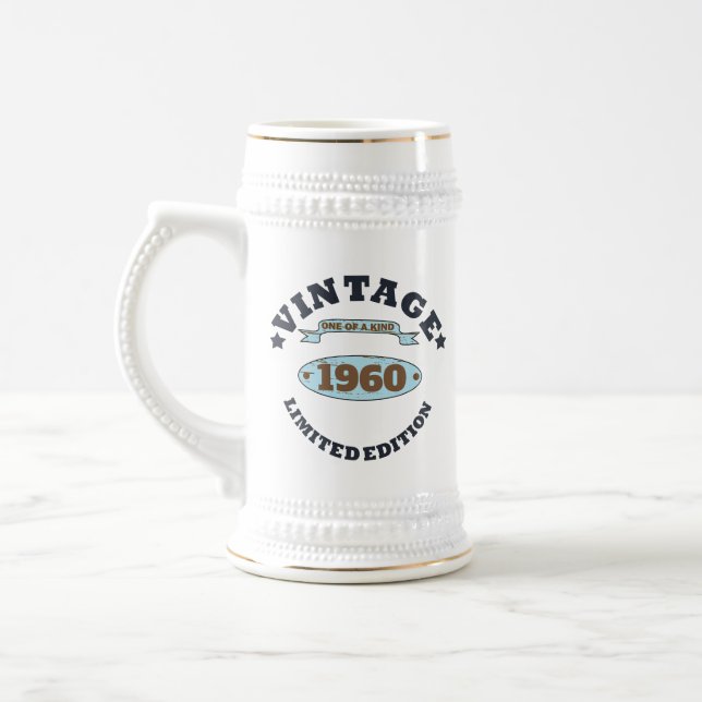 Personalized vintage birthday gifts beer stein (Left)