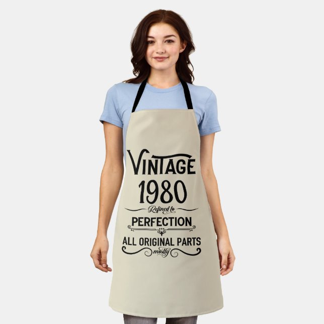 Personalized vintage birthday gifts black apron (Worn)