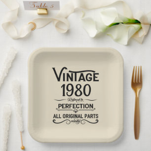 Personalized vintage birthday gifts black paper plates