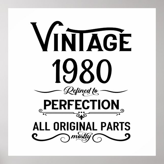 Personalized vintage birthday gifts black poster (Front)