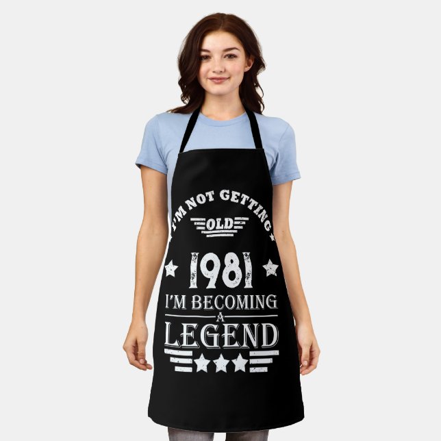 Personalized vintage birthday gifts black white apron (Worn)
