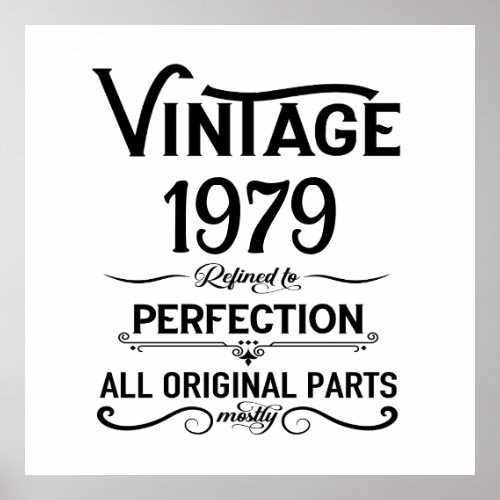 Personalized vintage birthday gifts black white poster