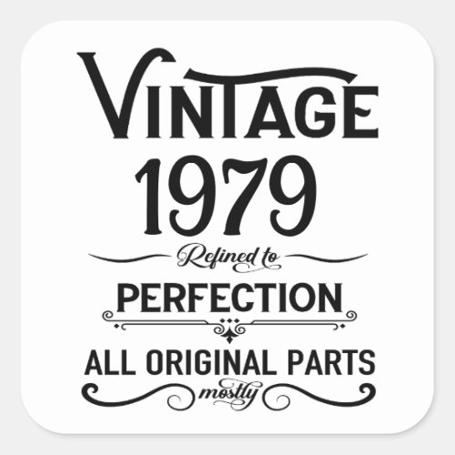 Personalized vintage birthday gifts black white square sticker