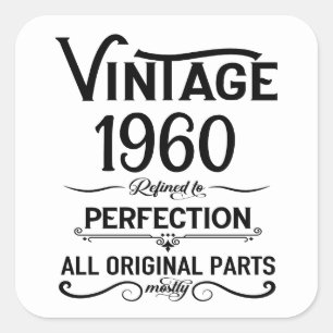 Personalized vintage birthday gifts black white square sticker