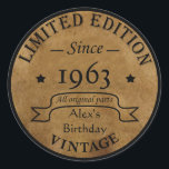 Personalized vintage birthday gifts classic round sticker<br><div class="desc">You can add some originality with this limited edition, premium quality, and original, classy, retro, and vintage-looking birthday graphic design with a cool typography font. This is a great gift idea for men, women, husbands, wives, girlfriends, and boyfriends who will love this one-of-a-kind piece of art. The best unique and...</div>