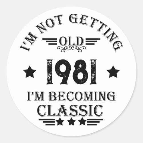 Personalized vintage birthday gifts classic round sticker