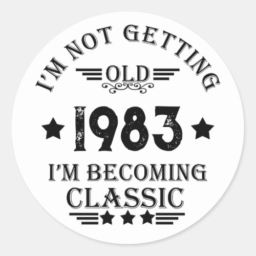 Personalized vintage birthday gifts classic round sticker