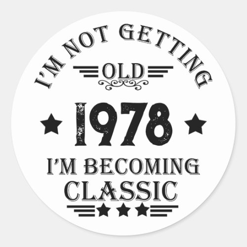 Personalized vintage birthday gifts classic round sticker