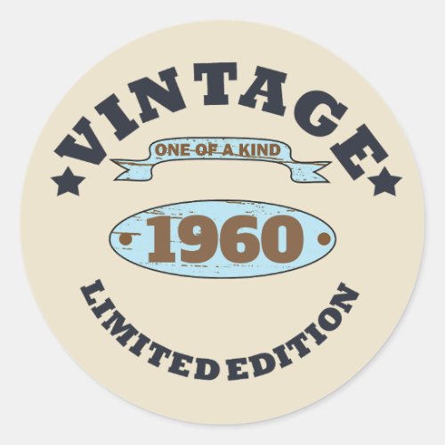 Personalized vintage birthday gifts classic round sticker