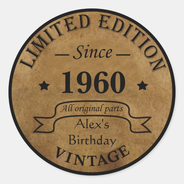 Personalized vintage birthday gifts classic round sticker (Front)