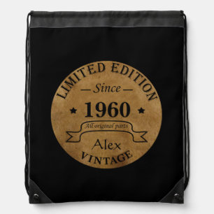 Personalized vintage birthday gifts drawstring bag