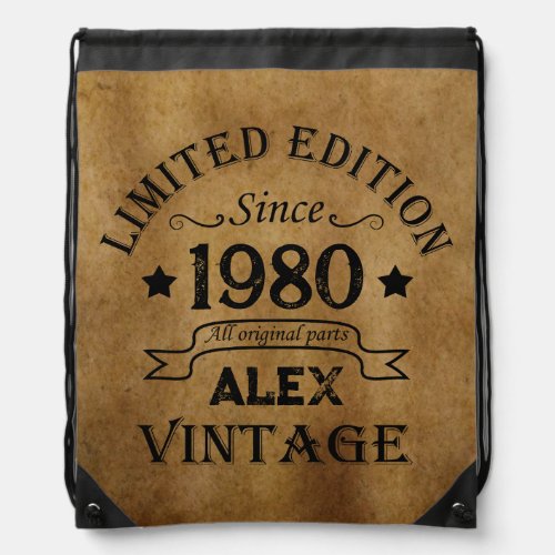 Personalized vintage birthday gifts drawstring bag