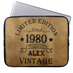 Personalized vintage birthday gifts laptop sleeve