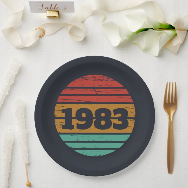 Personalized vintage birthday gifts paper plates (Wedding)