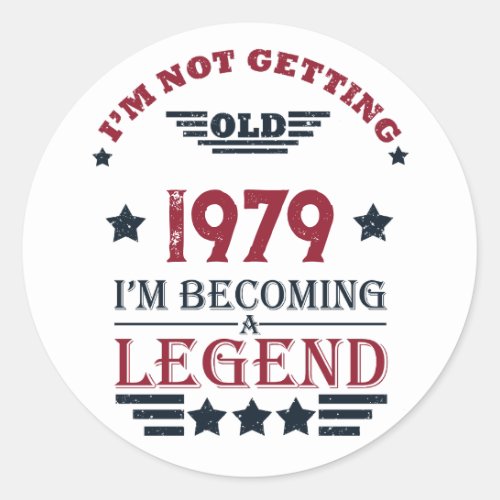 Personalized vintage birthday gifts red classic round sticker