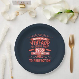 Personalized vintage birthday gifts red paper plates