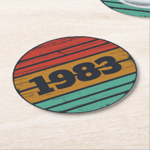 Personalized vintage birthday gifts round paper coaster