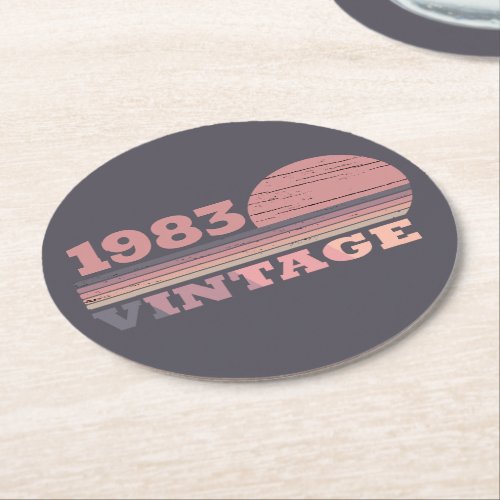 Personalized vintage birthday gifts round paper coaster