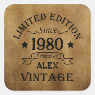 Personalized vintage birthday gifts square sticker