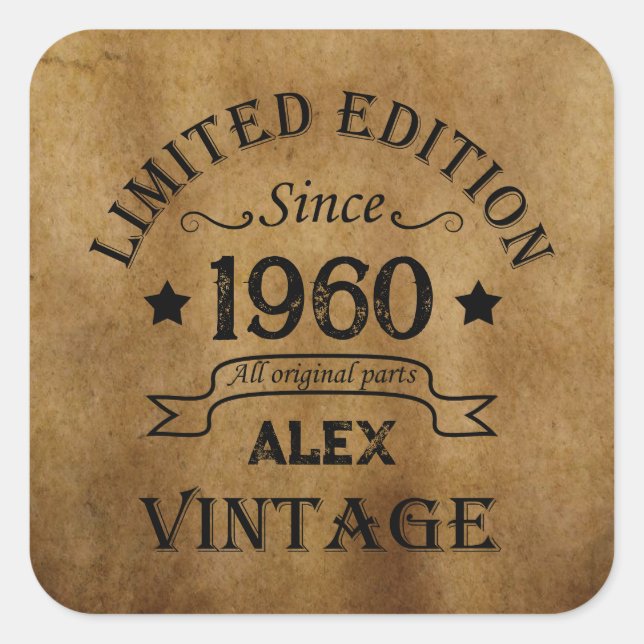 Personalized vintage birthday gifts square sticker (Front)