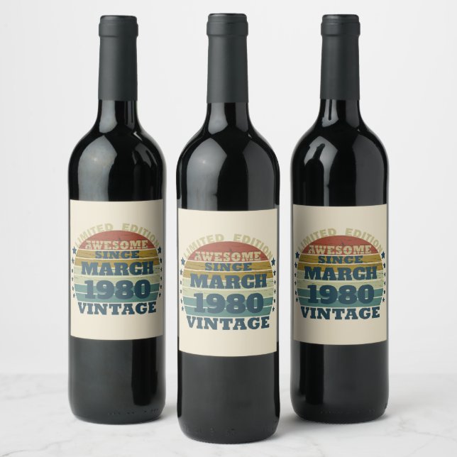 Personalized vintage birthday gifts wine label (Bottles)