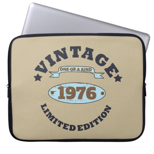 Personalized vintage birthday laptop sleeve