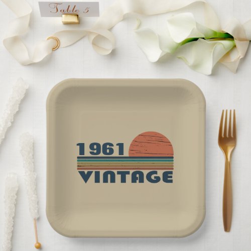 Personalized vintage birthday paper plates