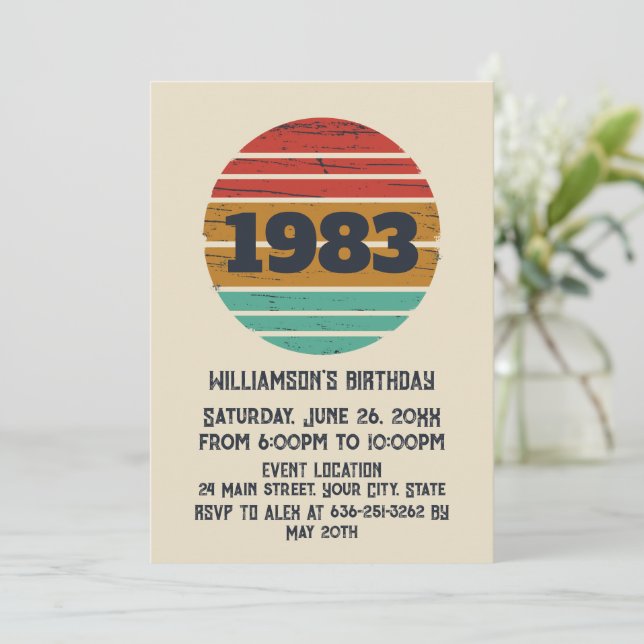 Personalized vintage birthday party invitation (Standing Front)