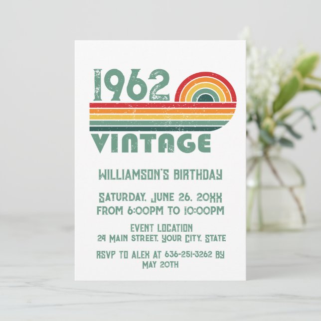 Personalized vintage birthday party invitation (Standing Front)