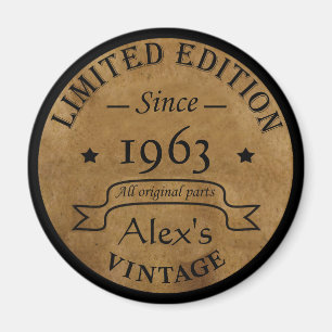 Personalized vintage birthday party magnet