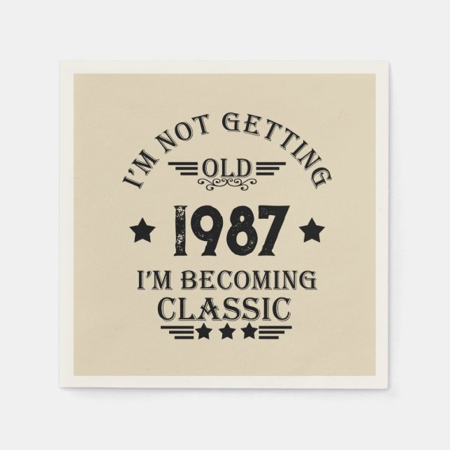 Personalized vintage birthday party napkins (Front)