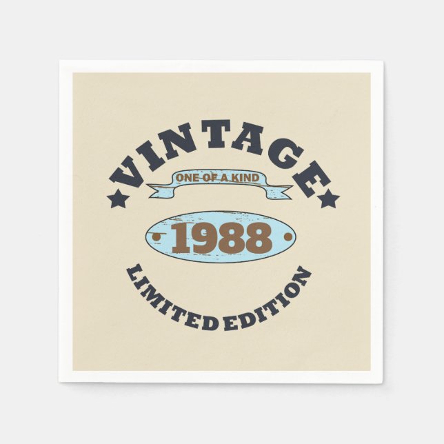 Personalized vintage birthday party napkins (Front)