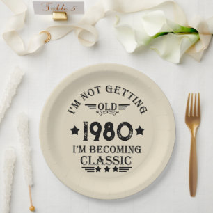 Personalized vintage birthday party paper plates