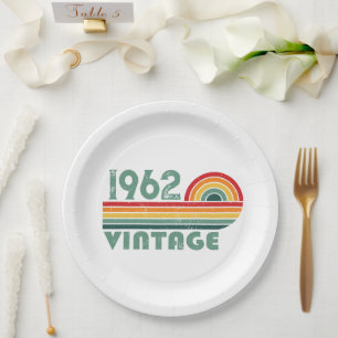 Personalized vintage birthday party paper plates