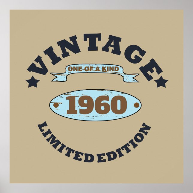 Personalized vintage birthday party poster (Front)