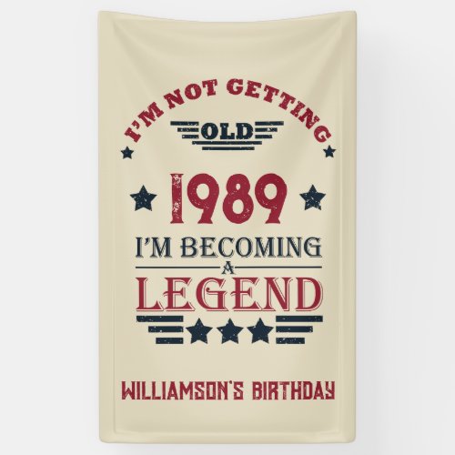Personalized vintage birthday red blue banner