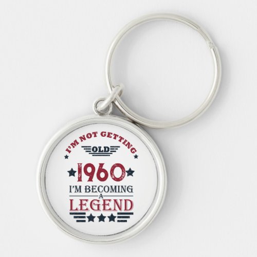 Personalized vintage birthday red blue keychain