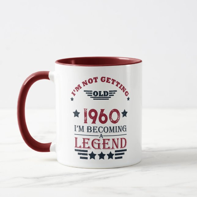 Personalized vintage birthday red blue mug (Left)