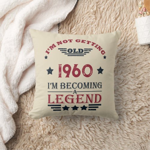 Personalized vintage birthday red blue throw pillow
