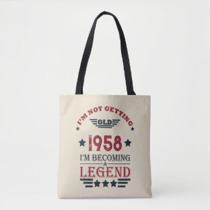 Personalized vintage birthday red blue tote bag