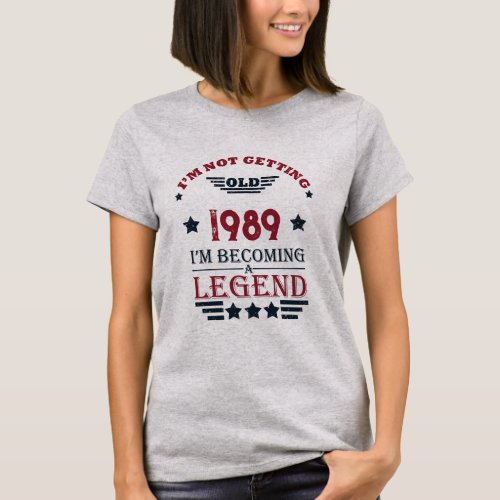 Personalized vintage birthday red blue womans T_Shirt