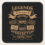 Personalized vintage birthday whiskey label square paper coaster<br><div class="desc">You can add some originality to your wardrobe collection with this vintage classic birthday graphic design with awesome typography font lettering, is a great gift idea for men, women, husbands, wife girlfriends, and a boyfriend who will love this one-of-a-kind artwork. The best amazing and funny holiday present for your happy...</div>