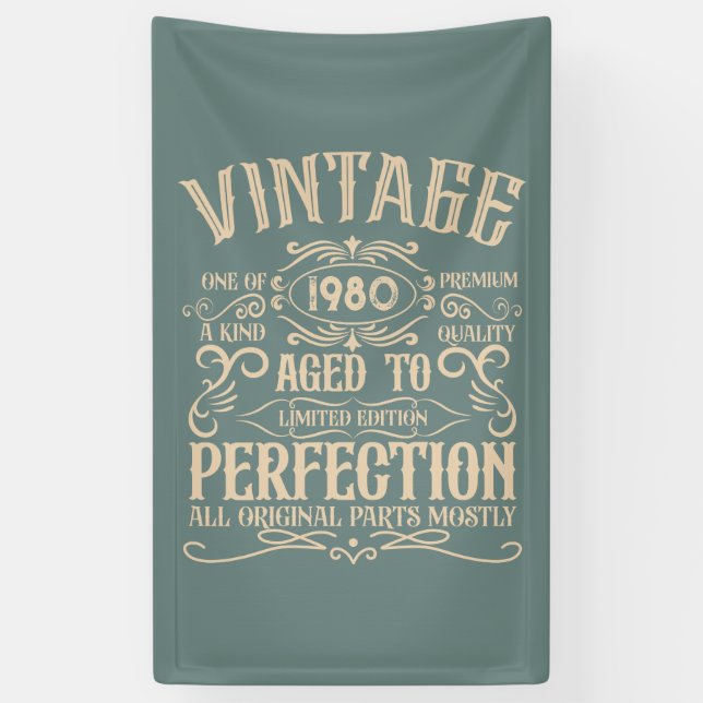 Personalized vintage birthday whiskey label themed banner (Vertical)