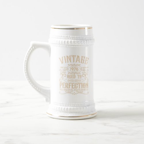 Personalized vintage birthday whiskey label themed beer stein