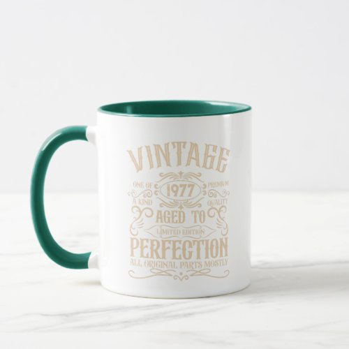 Personalized vintage birthday whiskey label themed mug