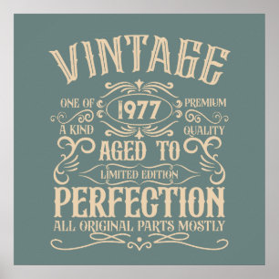 Personalized vintage birthday whiskey label themed poster